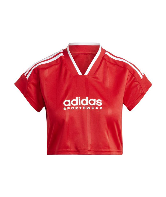 Camiseta adidas Mulher Tiro Cut 3 Stripes Cropped Jersey Vermelho