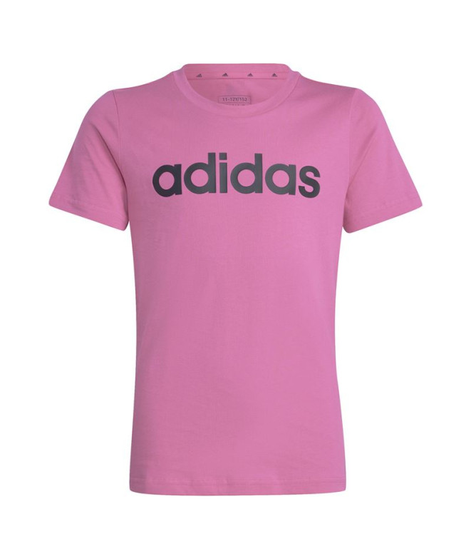 Camiseta adidas Menina Essentials Linear Logo Cotton Slim Fit Rosa