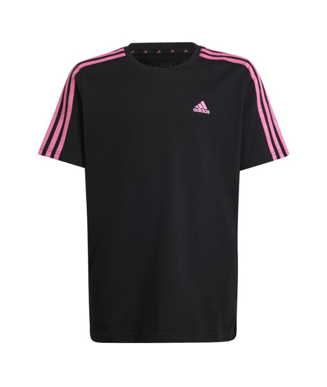 Camiseta adidas Essentials 3-Stripes Cotton Loose Fit Boyfriend Niña Negro