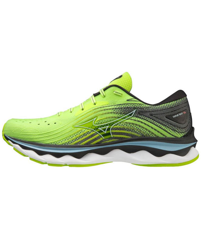 Chaussures Running Mizuno Homme de Wave Sky 6 Gris Jaune