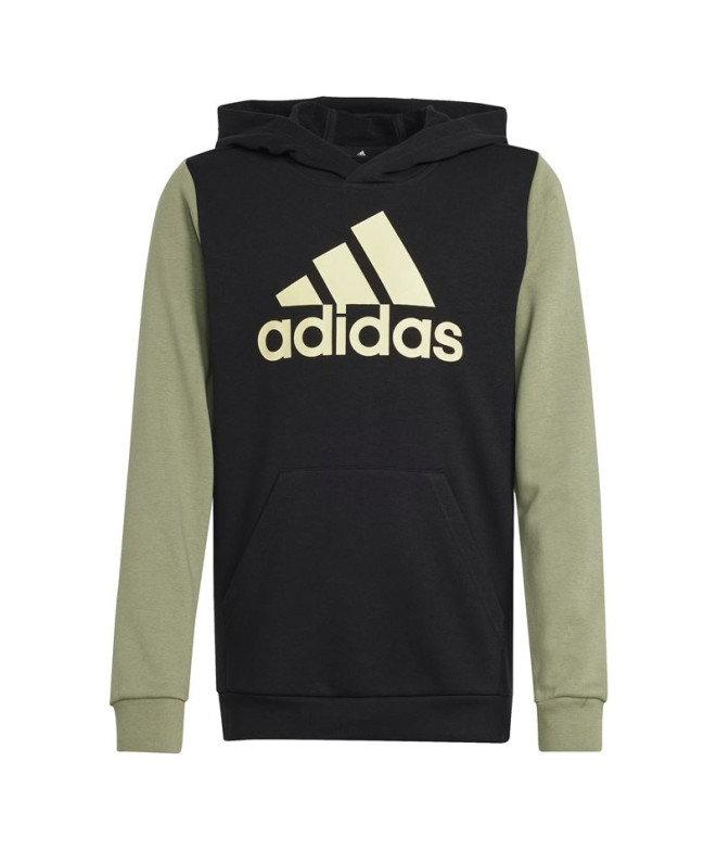 Moletom adidas Infantil Casaco com capuz colorblock com logótipo grande Essentials Preto