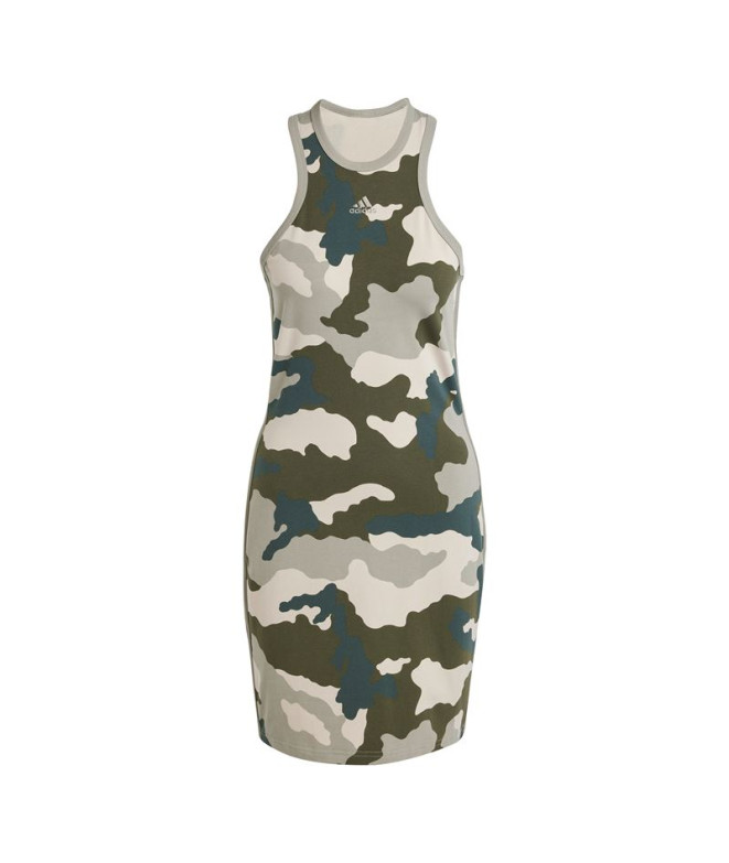 Vestido adidas Essentials 3 Bandas Camo Print Racer Back Tank Mujer Gris