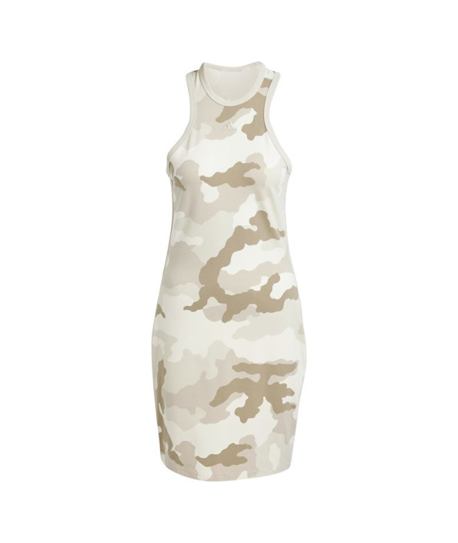 Vestido adidas Essentials 3 Bandas Camo Print Racer Back Tank Mujer Beige