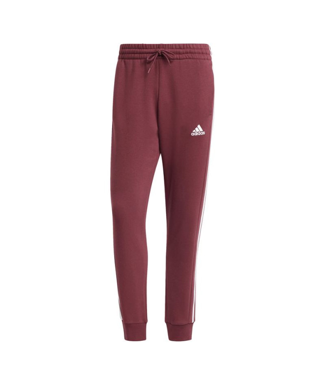 Calça adidas Homem Essentials Fleece Tapered Cuff 3-Stripes Red