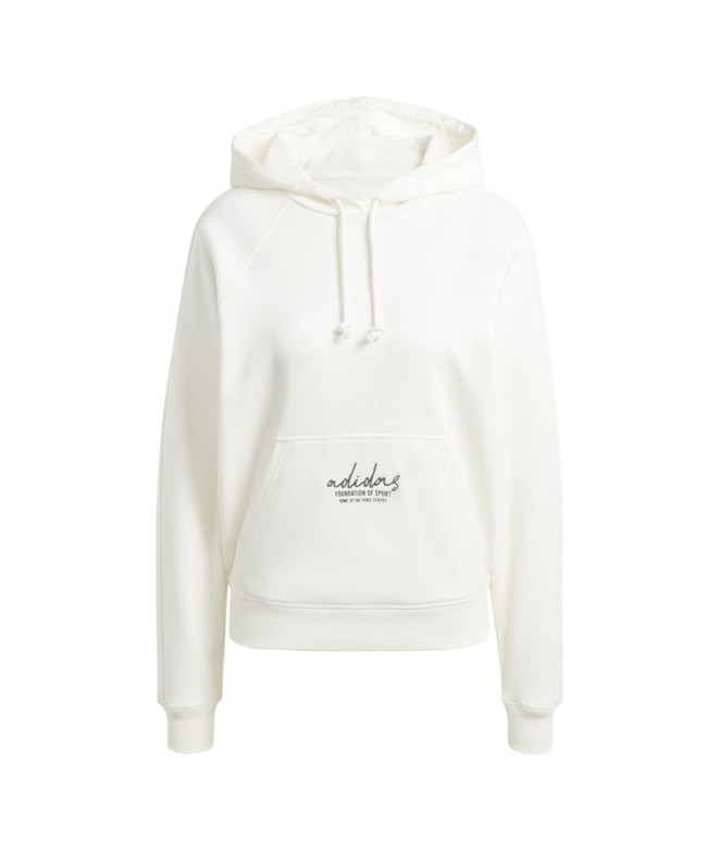 Sudadera adidas Signature Graphic Embroidery French Terry Loose Mujer Blanco