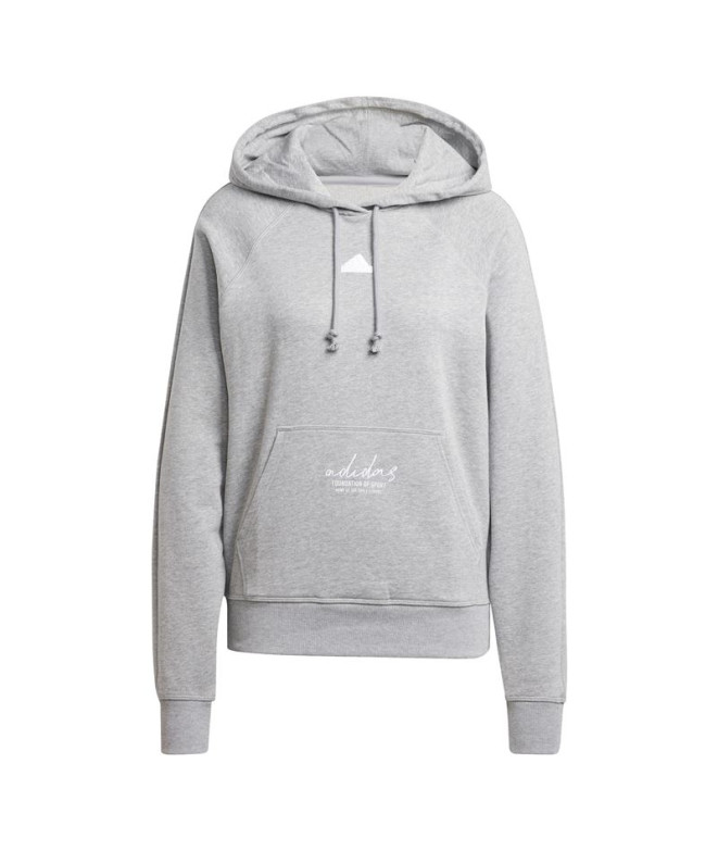 Sudadera adidas Signature Graphic Embroidery French Terry Loose Mujer Gris
