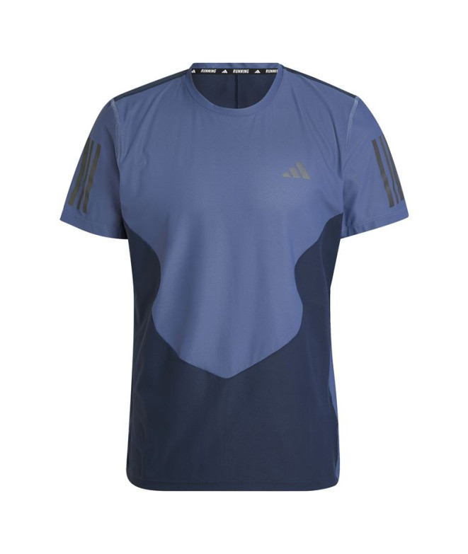 Camiseta Running adidas Homem da Own The Run Colorblock Aero.Rdy Blue