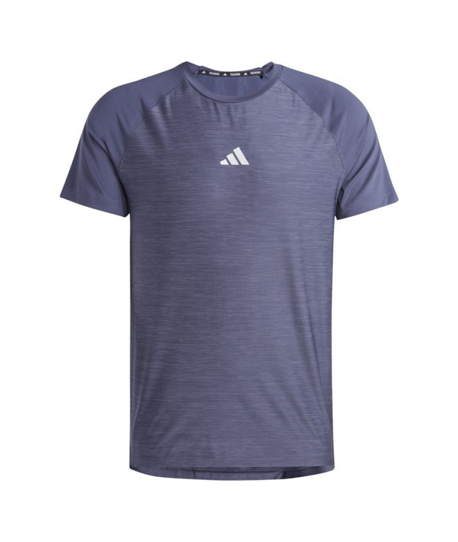 T-shirt Fitness Homme de Gym+ 3 Bandes Bleu