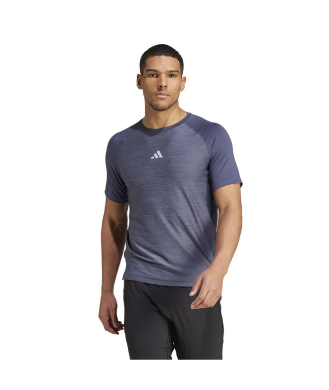 T-shirt Fitness Homme de Gym+ 3 Bandes Bleu
