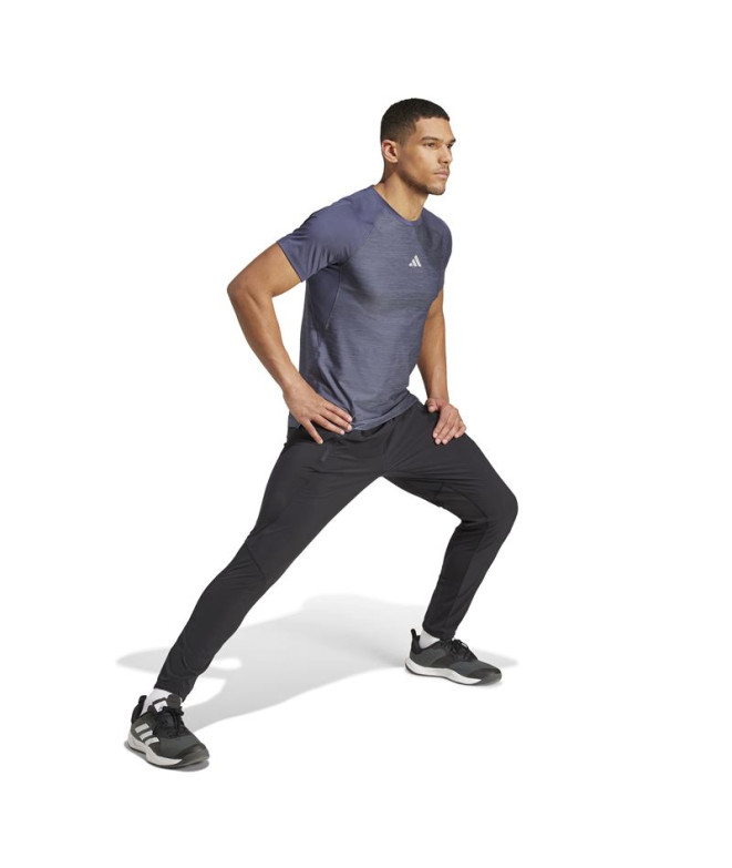 T-shirt Fitness Homme de Gym+ 3 Bandes Bleu