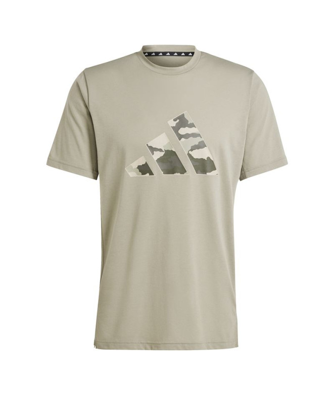 Camiseta de Fitness adidas Train Essentials Camo Graphic Logo Hombre Gris
