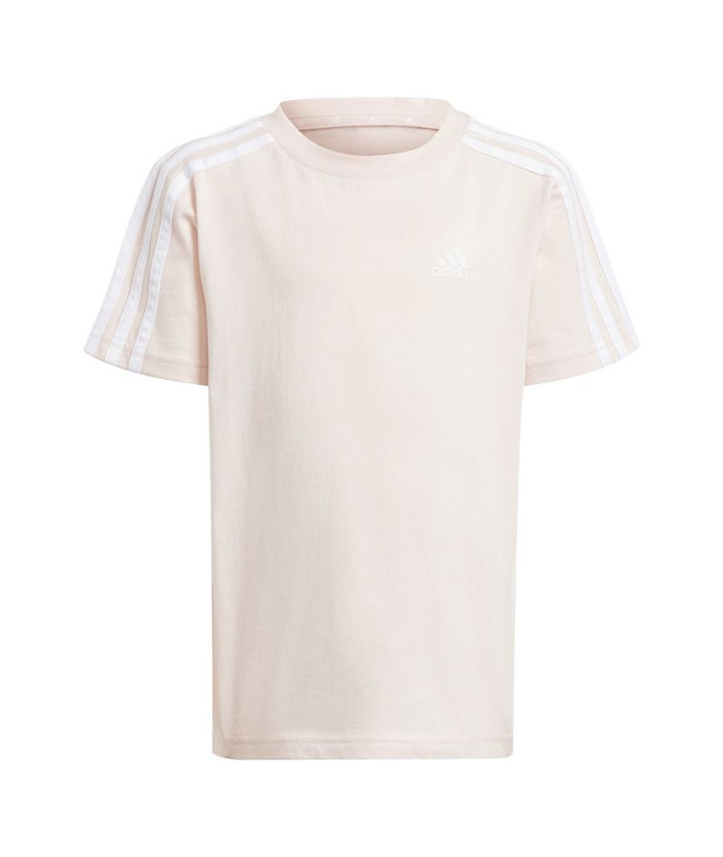 Camiseta adidas Little Essentials 3 Bandas Cotton Infantil Rosa