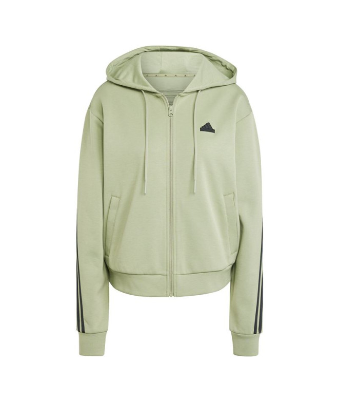 Chaqueta adidas Future Icons 3 Bandas Full Zip Hoodie Mujer Verde