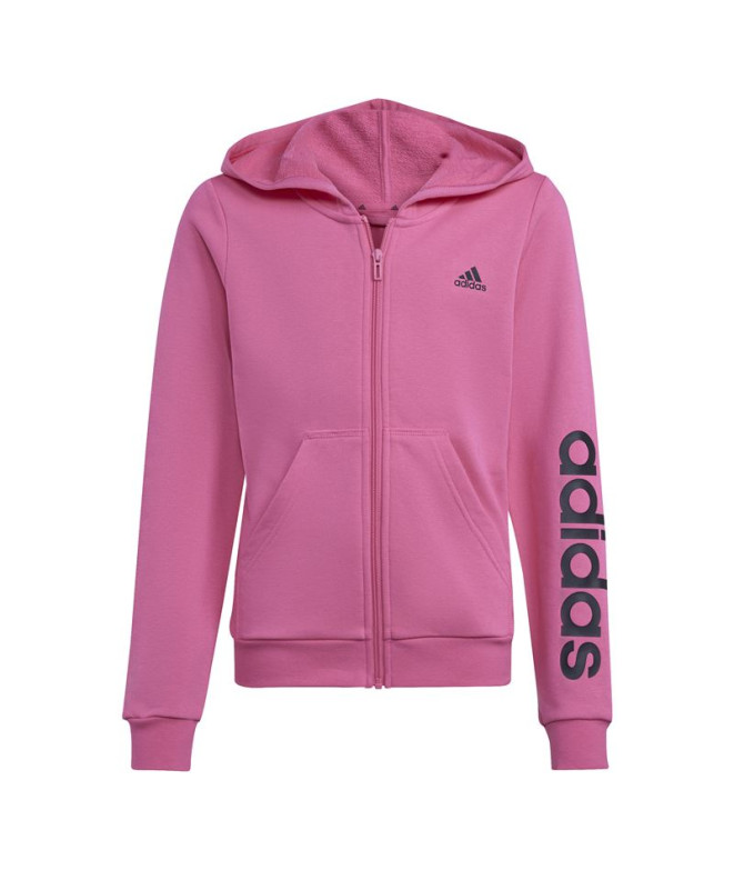 Casaco adidas Menina Essentials Logótipo linear de algodão com fecho de correr cor-de-rosa