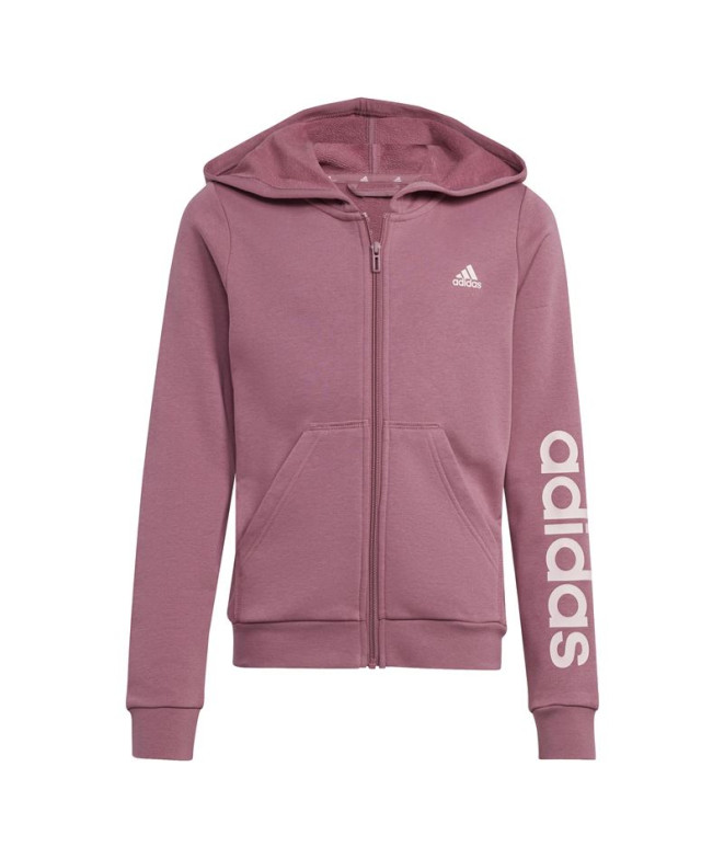 Casaco adidas Menina Essentials Logótipo linear de algodão com fecho de correr cor-de-rosa