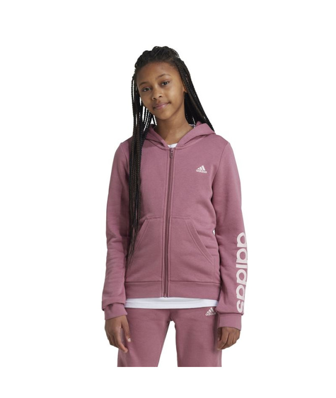 Veste adidas Fille Essentials Logo lineaire en coton Fullzip Rose