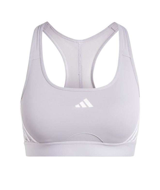 Sujetador Deportivo de Fitness adidas Powerreact Train 3Stipes Mujer Gris