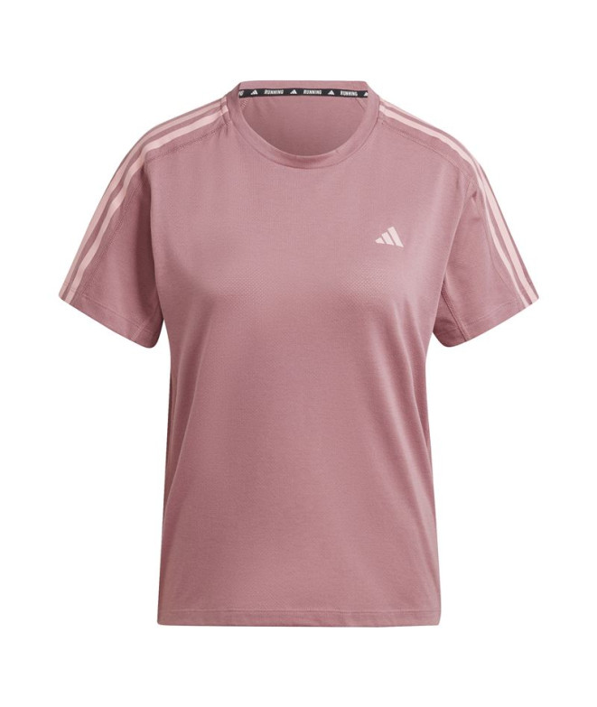 Camiseta Running adidas Mulher de Own The Run 3 Bandas Rosa