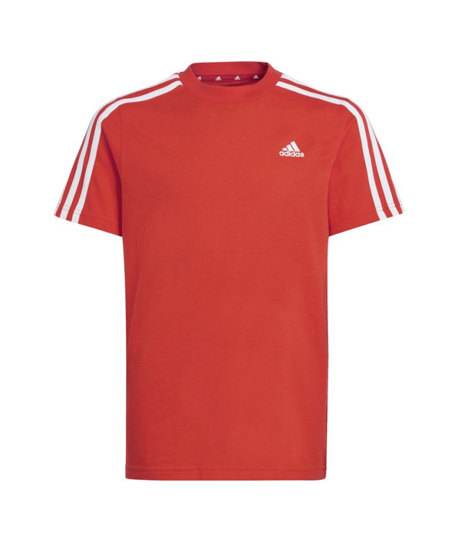 Camiseta adidas Essentials 3 Bandas Cotton Infantil Rojo