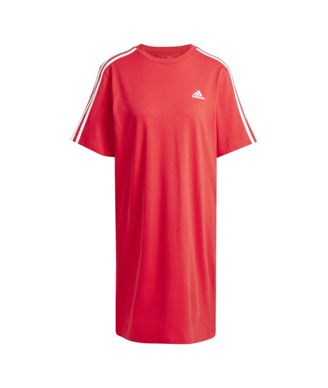Vestido adidas Essentials 3 Bandas Single Boyfriend Mujer Rojo