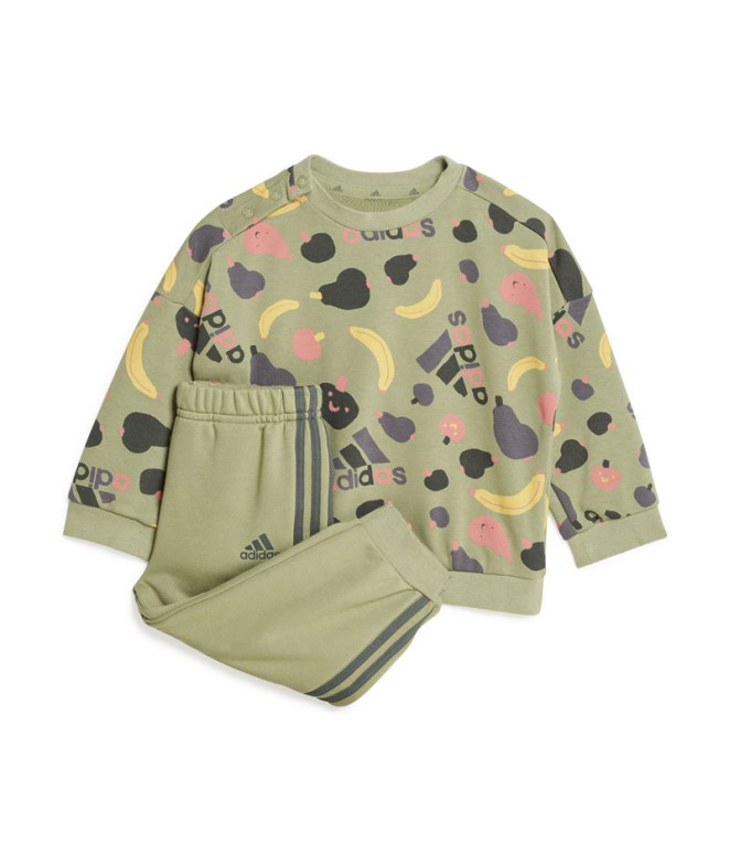 Conjunto adidas Infantil Essentials Verde estampado em todo o lado