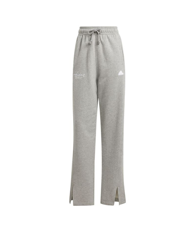 Pantalones adidas Signature Graphic Embroidery French Terry Straight Mujer Gris