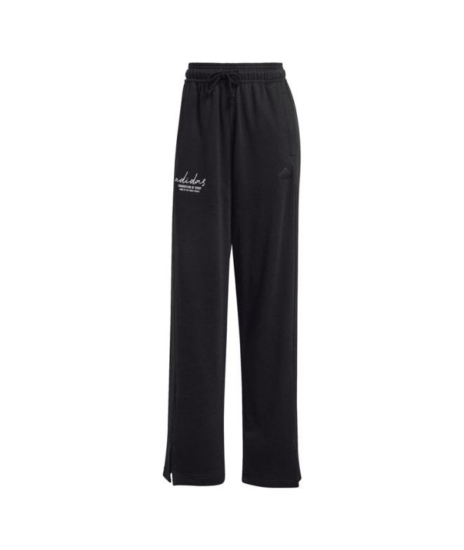 Pantalones adidas Signature Graphic Embroidery French Terry Straight Mujer Negro
