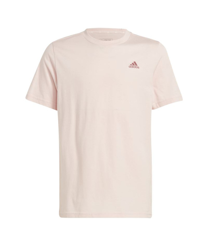 Camiseta adidas Infantil Essentials pequeno logótipo em algodão rosa