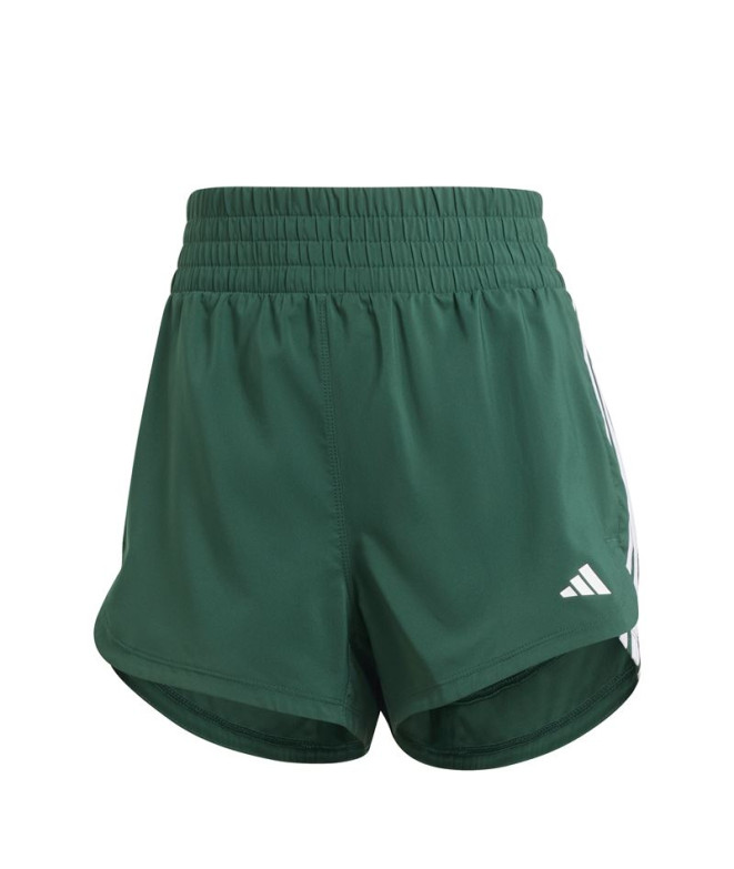 Calça adidas Mulher Pacer Training 3 Stripes Woven High Rise Verde Escuro