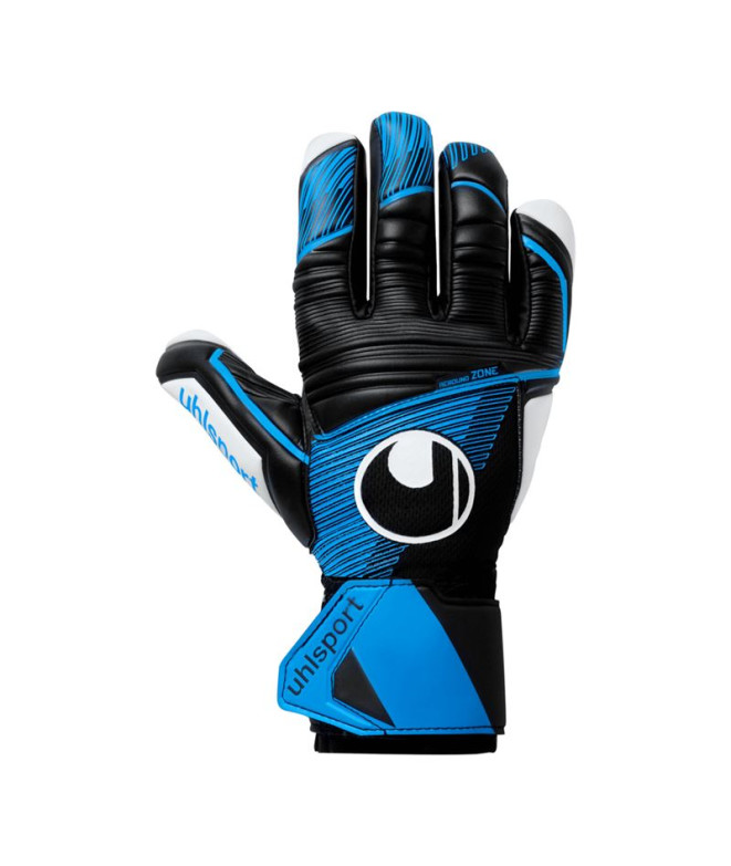 Guantes de portero Uhlsport Uhlsport Soft Hn Comp negro/azul fluor/blanco