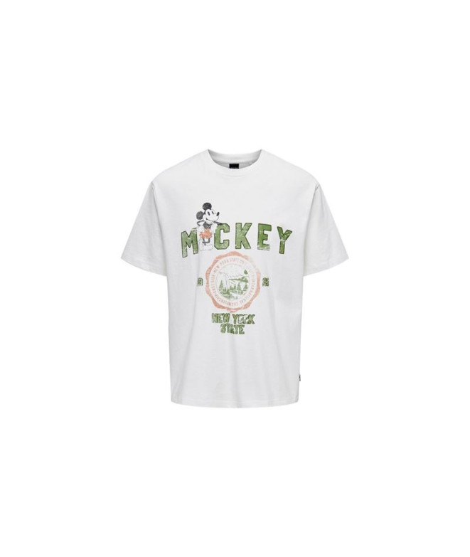 T-shirt Only & Sons Mickey Rlx Cloud Dancer Homme