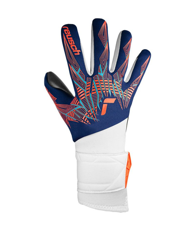 Gants de PorteroFootball de Reush Pure Contact Argent Bleu-Orange-Noir