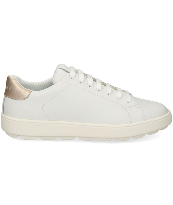 Chaussures Femme Geox Spherica Ecub-1 Blanc/Or