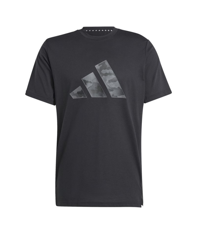 Camiseta Fitness adidas Homem by Train Essentials Camo Graphic Logo Preto