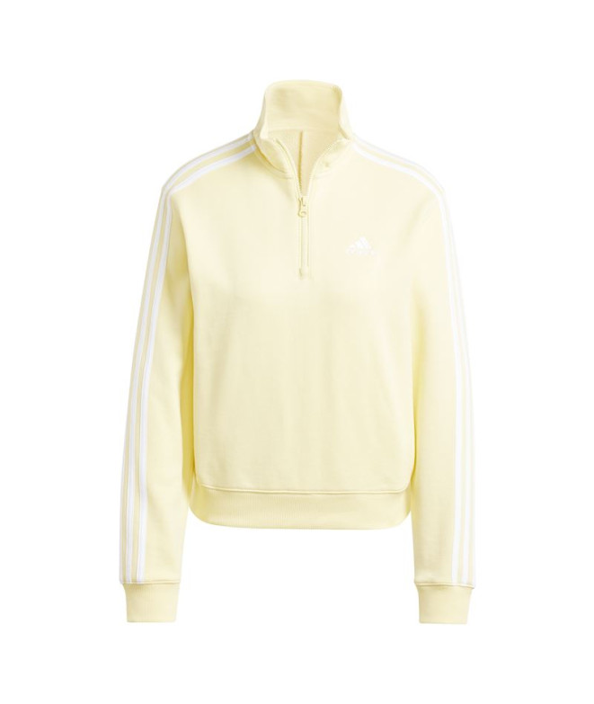 Moletom adidas French Terry Mulher Essentials 3 Band Quarter Zip Amarelo