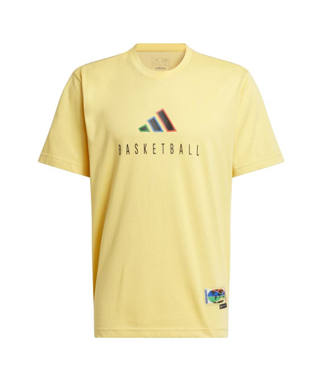 Camiseta Basquetebol adidas Homem por Worldwide Hoops Logo Performance Amarelo