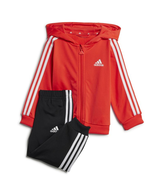 Conjunto adidas Infantil Essentials 3-Stripes Poliéster Brilhante Vermelho