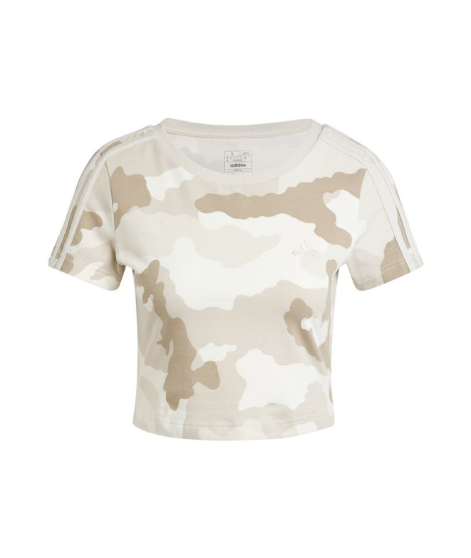 Camiseta adidas Mulher Essentials 3 Band Camo Print Bebé Bege