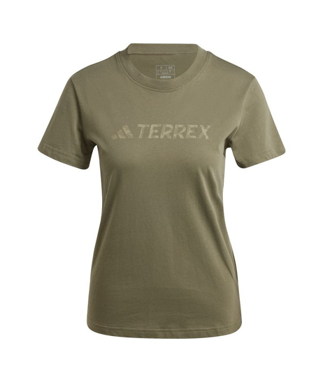 Camiseta Montanha adidas Mulher por Terrex Classic Logo Verde Oliva