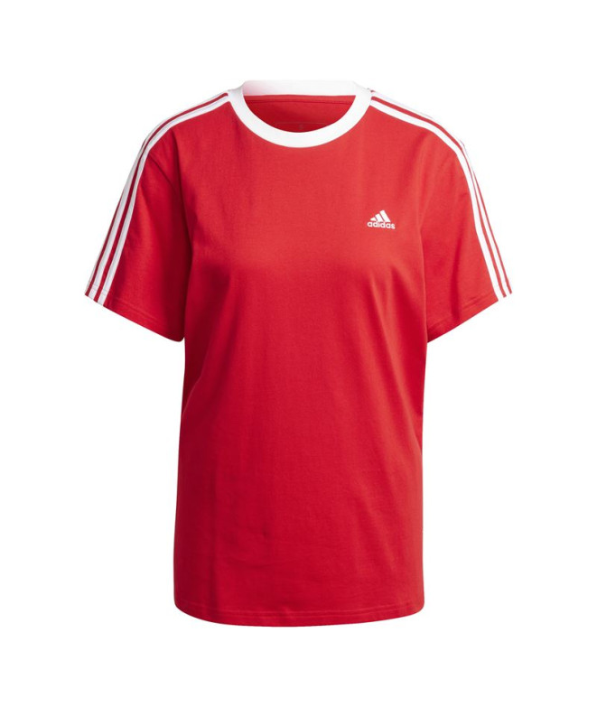 Camiseta adidas Essentials 3 Bandas Mujer Rojo