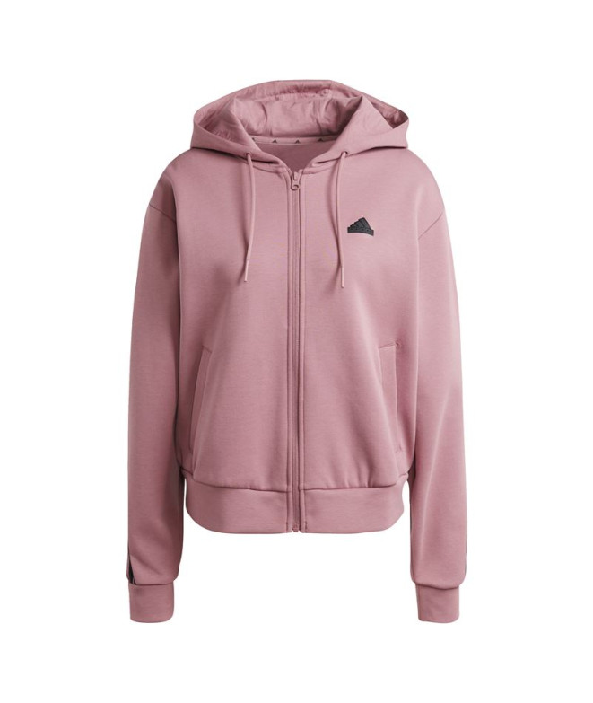 Chaqueta adidas Future Icons 3 Bandas Full Zip Hoodie Mujer Rosa