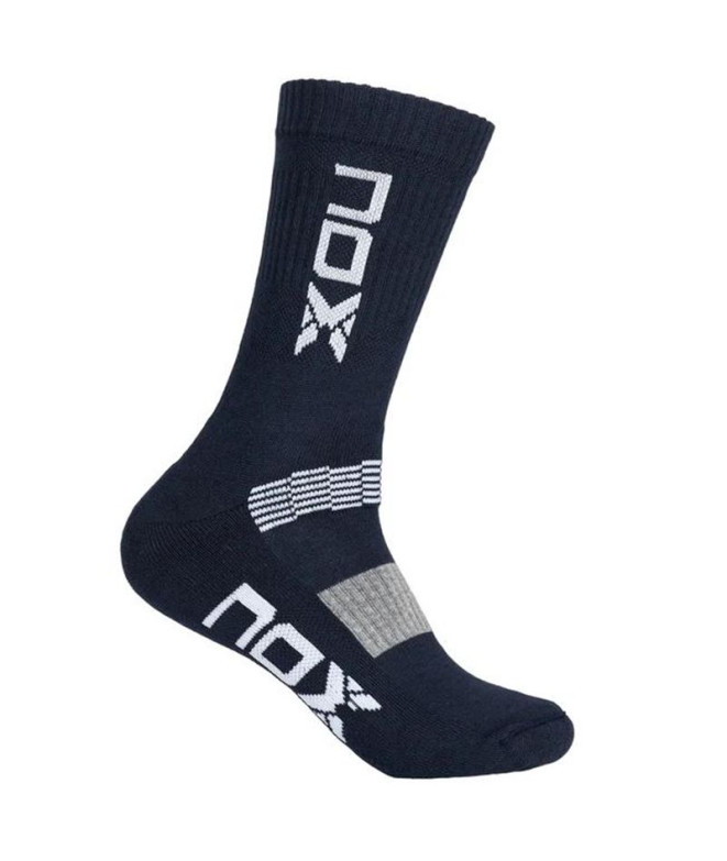 Calcetines de pádel Nox Media Caña Tecnicos Hombre Azules Logo Vertical Blanco