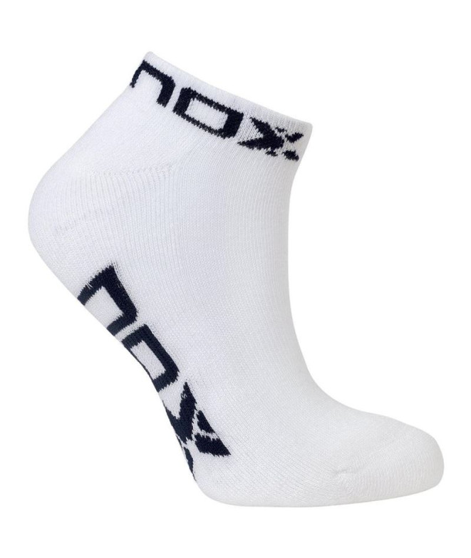 Calcetines de pádel Nox Tobilleros De Mujer Blancos Logo Azul