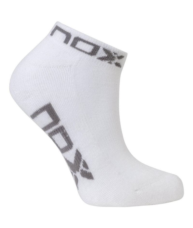 Calcetines de pádel Nox Tobilleros De Mujer Blancos Logo Gris