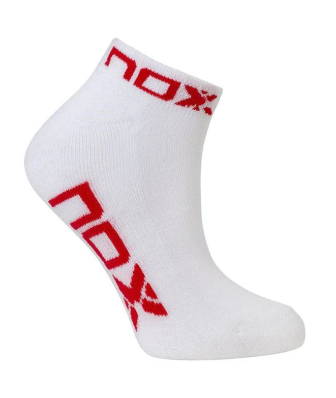 Calcetines de pádel Nox Tobilleros De Mujer Blancos Logo Rojo
