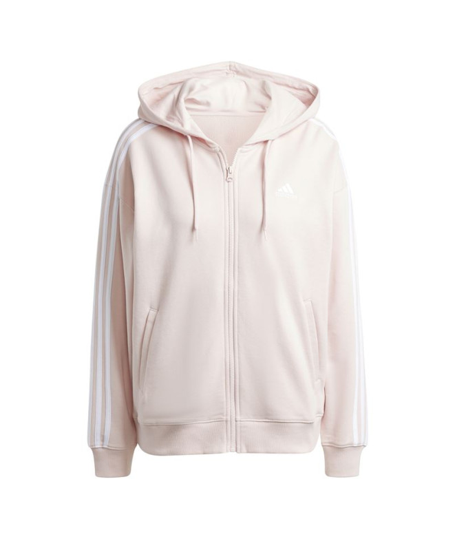 Casaco adidas French Terry Mulher Essentials 3-Stripes Full Zip Rosa