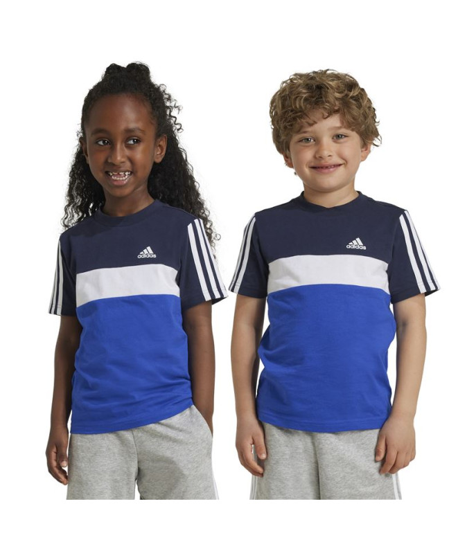 T shirt adidas Enfant Little Tiberio 3 Bands Colorblock Cotton Blue