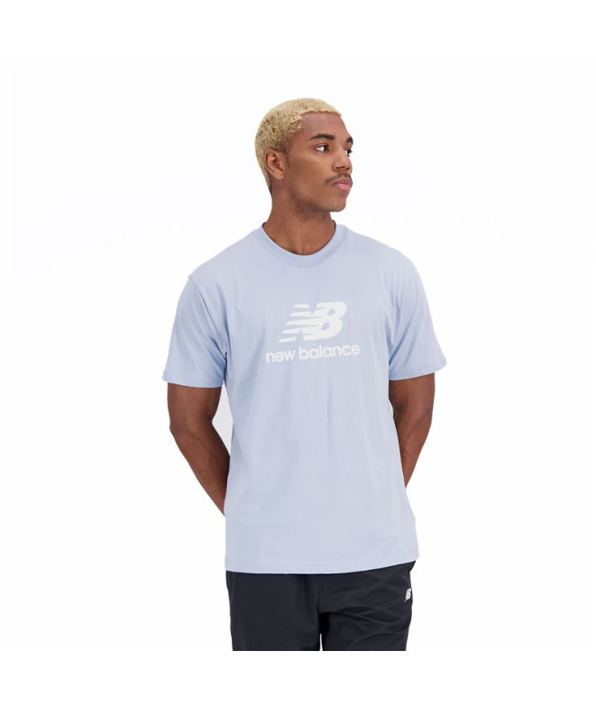 Camiseta New Balance Homem Essentials Stacked Logo Algodão Azul