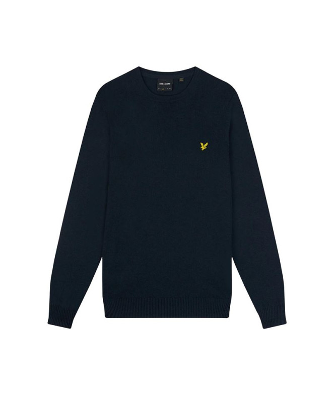 Sweat Lyle & Scott - Pull ras du cou en coton mérinos Bleu