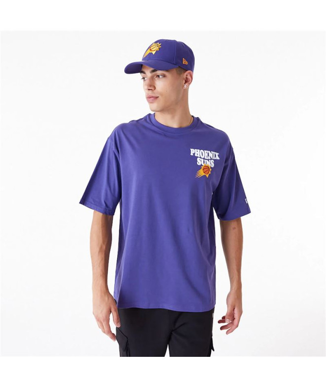Camiseta New Era Oversized Phoenix Suns NBA Script Morado Hombre